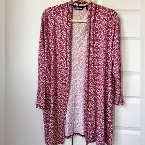 Lands’ End Petite XL Berry Floral Cardigan Sweater